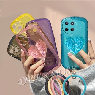 เคสโทรศัพท์มือถือ ปิดด้านหลัง ลายหัวใจน่ารัก พร้อมสายคล้องมือคริสตัล และขาตั้ง สําหรับ Realme11 RealmeC51 Realme 11 C51 NFC 4G 5G 2023