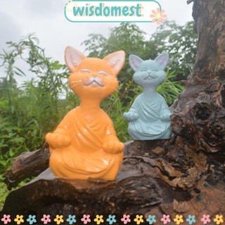 WISDOMEST รูปปั้นแมวนั่งสมาธิ ขนาดเล็ก สําหรับตกแต่งบ้าน ในร่ม และกลางแจ้ง