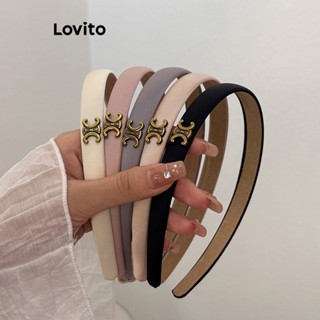 Lovito ที่คาดผมแฟชั่น แบบเรียบ หรูหรา สําหรับผู้หญิง L63AD067 (แอปริคอท/ปิด สีขาว/เขียว/ดํา)