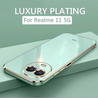 เคสโทรศัพท์ซิลิโคน แบบนิ่ม กันกระแทก ทรงสี่เหลี่ยม หรูหรา สําหรับ Realme 11 10 Pro + 4G 5G C53 C51