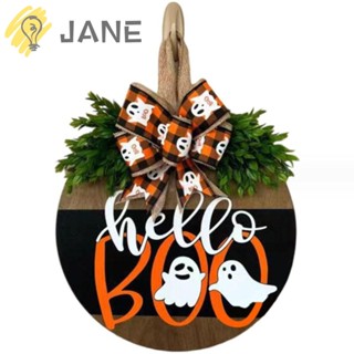 Jane ป้ายไม้แขวนประตู ลายฟักทอง Welcome สีส้ม สําหรับตกแต่งฮาโลวีน
