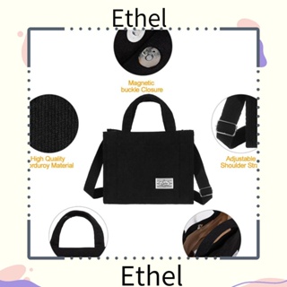 Ethel1 กระเป๋าสะพายไหล่ กระเป๋าถือ ผ้าฝ้าย ผ้าแคนวาส มีซิป สไตล์วินเทจ สําหรับสตรี