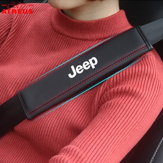 2 ชิ้น Jeep ปลอกสวมหุ้ม สําหรับสายเข็มขัดนิรภัยในรถยนต์ ปลอกหนังหุ้มเข็มขัดนิรภัย สำหรับ Jeep Renegade Compass 2023 Willys Wrangler jk Grand Cherokee