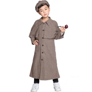 [0709]SZMRP-COS-B Kindergarten Stage Performance Halloween Costume Boys Role Playing Sherlock Holmes Childrens Day Animation  Cosplay  Comic  Gift  Costume 1EBW