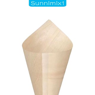 [Sunnimix1] กรวยไม้ ขนาดเล็ก แบบใช้แล้วทิ้ง สําหรับเสิร์ฟอาหาร ไอศกรีม ป๊อปคอร์น 100 ชิ้น