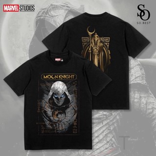 SO.BEST เสื้อยืดมาร์เวล Marvel Moon Knight ลิขสิทธิ์แท้มาร์เวล / ผ้าสีดำสกรีนหน้า-หลัง