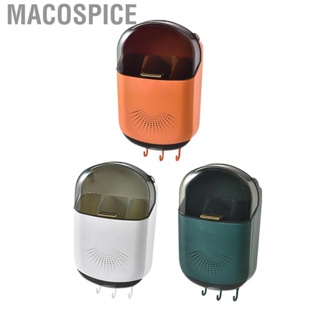 Macospice Storage Box  Draining Tray Wall Mounted Cage 3 Compartments Dust Prevention Multifunctional for Home