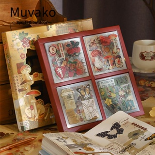 Muvako สติกเกอร์ PET หลากสี สไตล์วินเทจ อุปกรณ์เครื่องเขียน สติกเกอร์พืช DIY