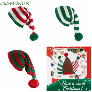 Desmondri หมวกบีนนี่ ผ้าถักโครเชต์ ลายซานตาคลอส คริสต์มาส สีเขียว สีแดง เหมาะกับหน้าหนาว ฤดูใบไม้ร่วง