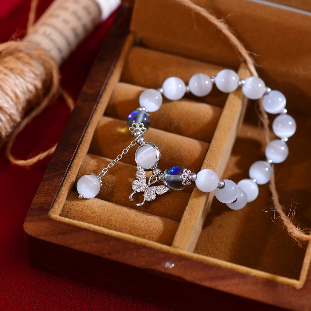 เครื่องประดับ สร้อยข้อมือ ลูกปัด จี้ผีเสื้อ สามารถปรับได้ เหมาะกับของขวัญ สไตล์เกาหลี โบฮีเมียน แฟชั่นสําหรับผู้หญิง Y2K