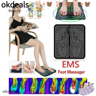 OKDEALS Ems แผ่นนวดเท้า บรรเทาอาการปวดขา แบบพกพา