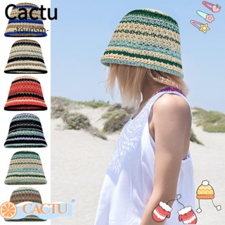 CACTU หมวกชายหาด หมวกลําลอง ลายทาง สไตล์ญี่ปุ่น