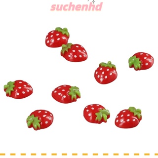 Suchenhd ลูกปัดเรซิ่น รูปผลไม้ สตรอเบอร์รี่ ขนาดเล็ก สีแดง สําหรับตกแต่งงานฝีมือ 50 ชิ้น