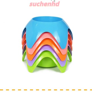 Suchenhd ที่วางแก้วเครื่องดื่ม พลาสติก 5 สี ใช้ซ้ําได้ ทําความสะอาดง่าย สําหรับผู้ใหญ่ 5 ชิ้น