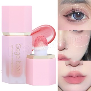 Gege Bear Matte Outline Contour Stick / ปากกาไฮไลท์ กันน้ํา ติดทนนาน / แปรงหัวใหญ่ บลัชออนเหลว / อายแชโดว์สีส้ม สีชมพู / เครื่องสําอางแต่งหน้า