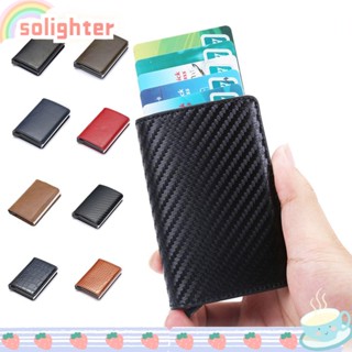 SOLIGHTER กระเป๋าสตางค์ หนัง PU อลูมิเนียม อเนกประสงค์ ปิดกั้น RFID