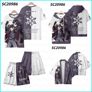 Star3 เสื้อยืดลําลอง แขนสั้น พิมพ์ลายอนิเมะ Genshin Impact Wriothesley Haori Kimono 3D พลัสไซซ์ สําหรับทุกเพศ