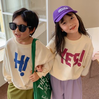 【Kid Wear】เสื้อกันหนาว คอกลม แขนยาว ผ้าฝ้าย พิมพ์ลาย สไตล์เกาหลี สําหรับเด็กผู้ชาย ผู้หญิง (1-14 ปี)