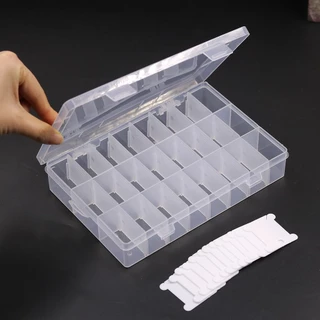กล่องพลาสติกใส 24 ช่อง สําหรับใส่จัดเก็บอุปกรณ์เย็บปักถักร้อย ครอสติช DIY