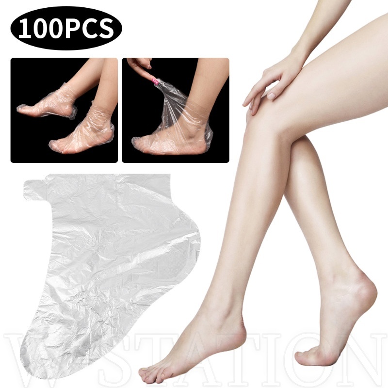 100 ชิ้น ชุดฟิล์มมือเท้า แบบใช้แล้วทิ้ง พร้อมสติกเกอร์คงที่ / เมมเบรนป้องกันรอยแตก แบบใส กันน้ํา / ฟิล์มมือ ให้ความชุ่มชื้น สําหรับร้านเสริมสวย / เครื่องมือดูแลส่วนบุคคล