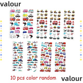 Valour สติกเกอร์ ลายรถไฟจราจร สุ่มสี สําหรับตกแต่งสมุดภาพ รางวัลอนุบาล 10 แผ่น