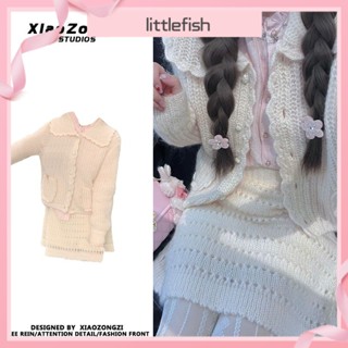 [Littlefish] เสื้อแจ็กเก็ตกันหนาว ทรงเอ คอตุ๊กตา ทรงหลวม ขนาดใหญ่ สไตล์ญี่ปุ่น หรูหรา เข้ากับทุกการแต่งกาย สําหรับผู้หญิง