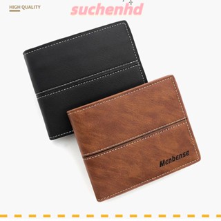 Suchenhd กระเป๋าสตางค์หนัง ใบสั้น ขนาดเล็ก จุของได้เยอะ ใส่เหรียญได้หลายช่อง แฟชั่นสําหรับผู้ชาย