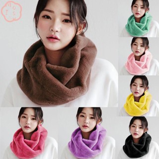 Mioshop ผ้าพันคอ แหวน ให้ความอบอุ่น สีพื้น สําหรับผู้หญิง