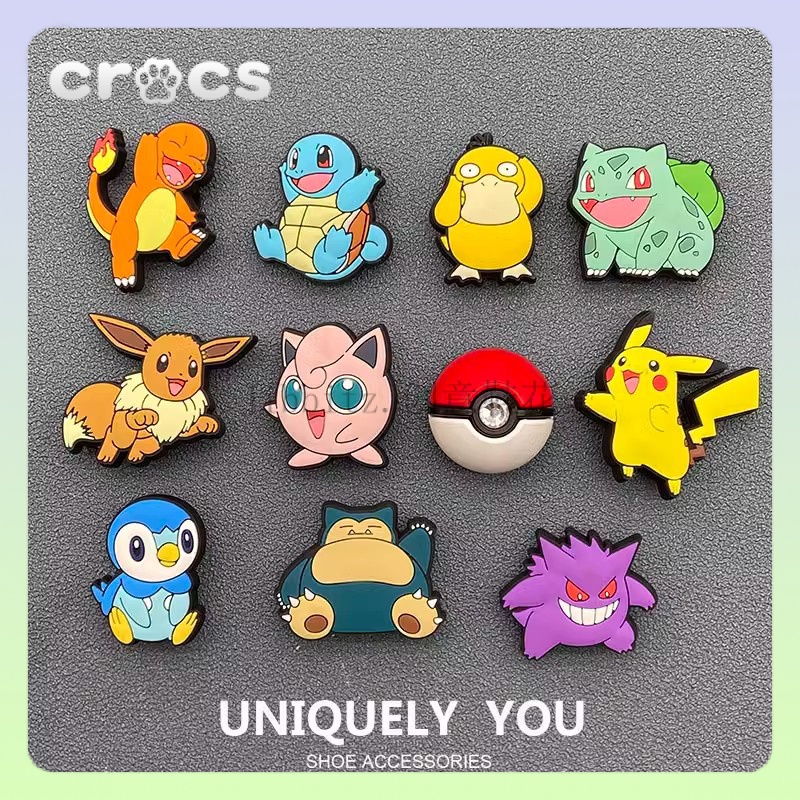 jibbitz crocs pokemon หัวเข็มขัด รูปการ์ตูนโปเกม่อน ปิกาจู มังกรไฟ Jenny Turtle Hole