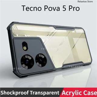 Shockproof Clear Case For Tecno Pova 5 Pro Pova5 Pova5Pro LH8n LH7n Transparent Acrylic Phone Case Soft TPU Silicone Camera Lens Protect Back Casing Cover