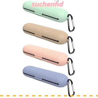 Suchenhd กระเป๋าเครื่องสําอาง กระเป๋าจัดเก็บแปรงแต่งหน้า หัวเข็มขัด ซิลิโคน แบบพกพา