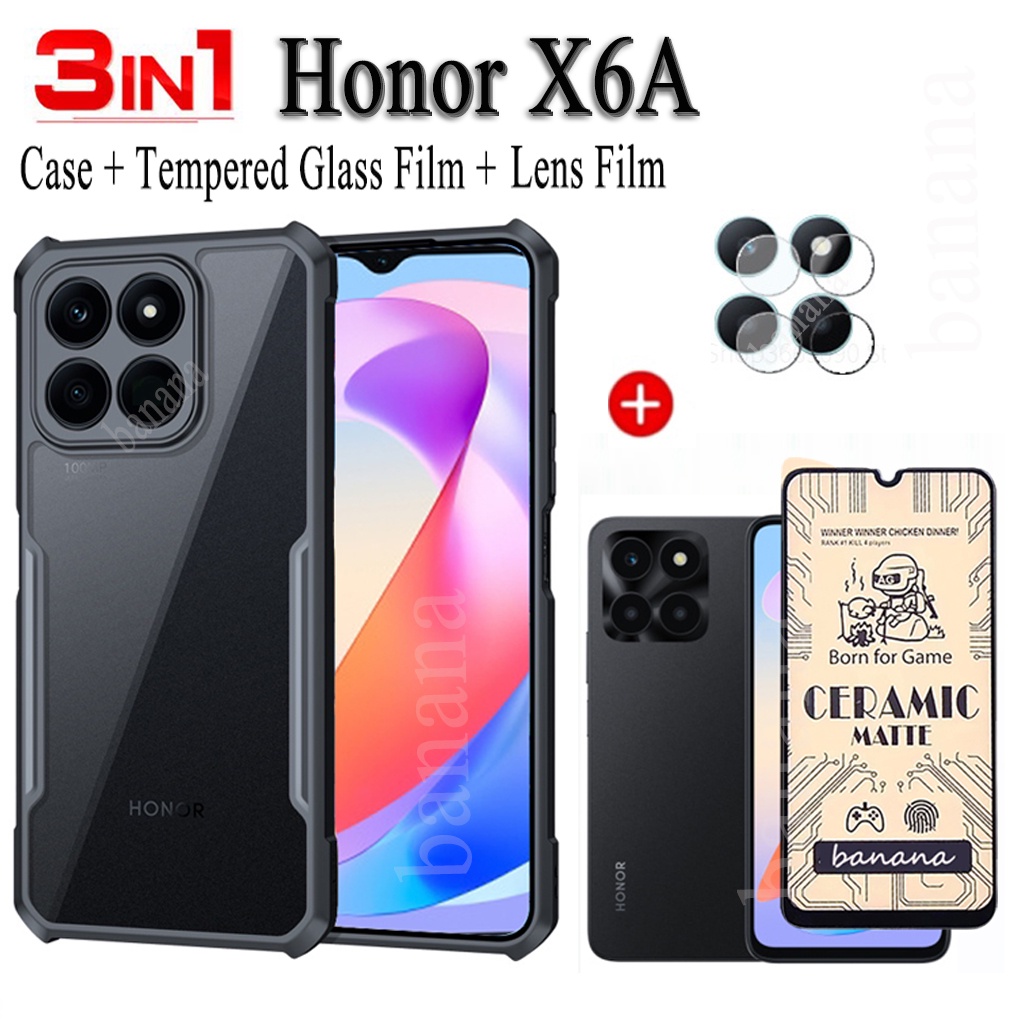 Honor X6A เคสโทรศัพท์กันกระแทกสําหรับ Honor X7A X8A X9 X8 5G ฟิล์มฝ้าเซรามิกและฟิล์มเลนส์กล้อง