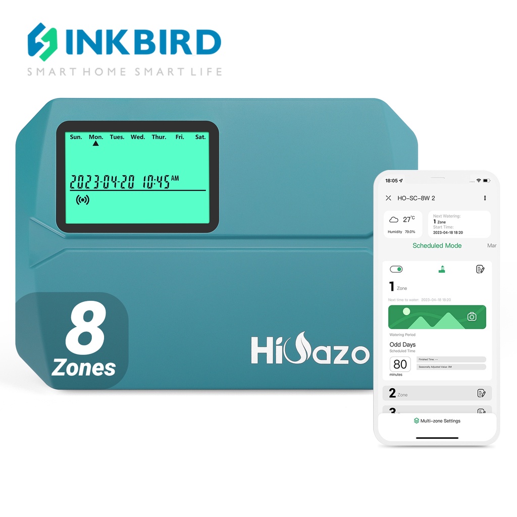 Inkbird HO-SC-8W 8 โซน Wi-Fi ระบบชลประทานอัจฉริยะ ระบบสปริงเกลอร์ ระบบรดน้ํา สําหรับรดน้ําต้นไม้ สวน สนามหญ้า เครื่องจับเวลาน้ํา