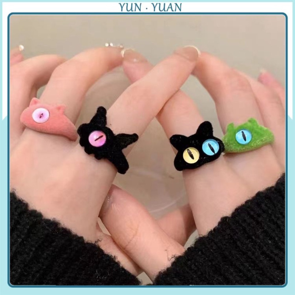 [Yunyuan] แหวนนิ้วชี้ เปิดนิ้วชี้ ลายการ์ตูนมอนสเตอร์ตัวน้อยน่ารัก แฟชั่นฤดูใบไม้ร่วง และฤดูหนาว สําหรับผู้หญิง 2023