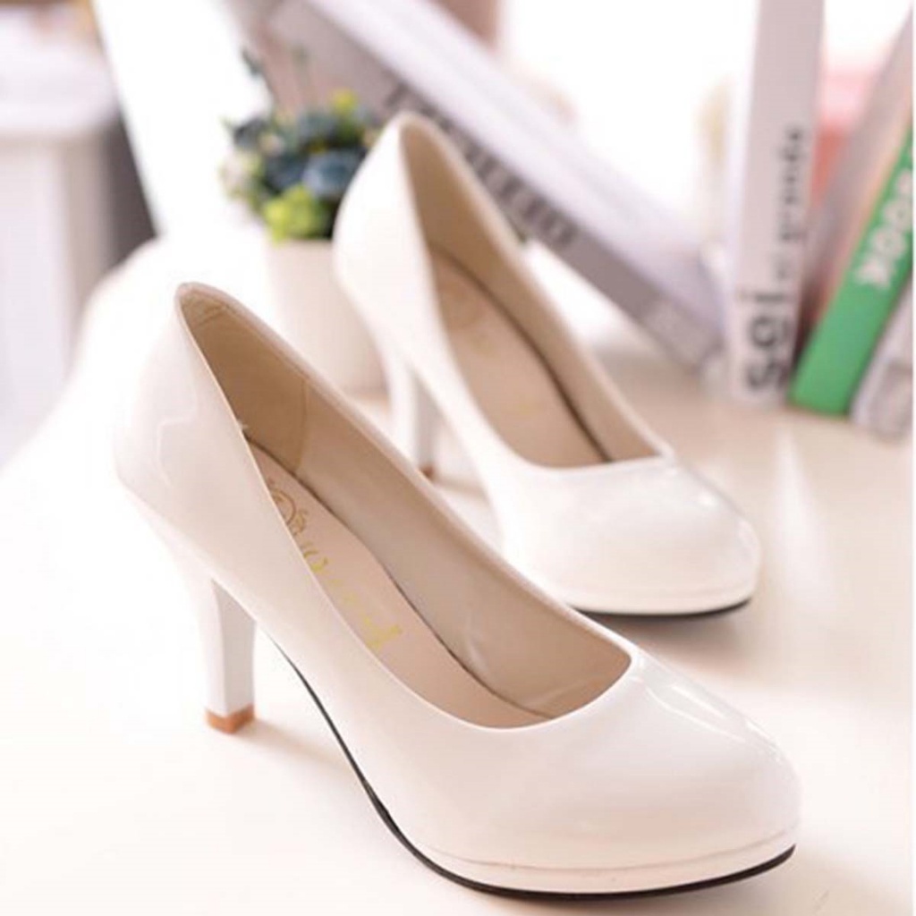 900Shop📌รองเท้าคัชชูส้นเข็ม หนังแก้ว สูง 3 นิ้วครึ่ง 4 สี เบอร์ 34-42 (114)