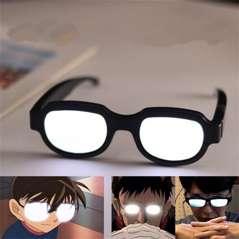 Edogawa Conan Light-emitting Glasses อะนิเมะญี่ปุ่นโคนันเดียวกัน LED เรืองแสง USB ชาร์จแว่นตาคอสเพลย์เทศกาลดนตรีผู้ชายผู้หญิงตลกเรืองแสงแว่นตาอุปกรณ์ประกอบฉากถ่ายภาพ