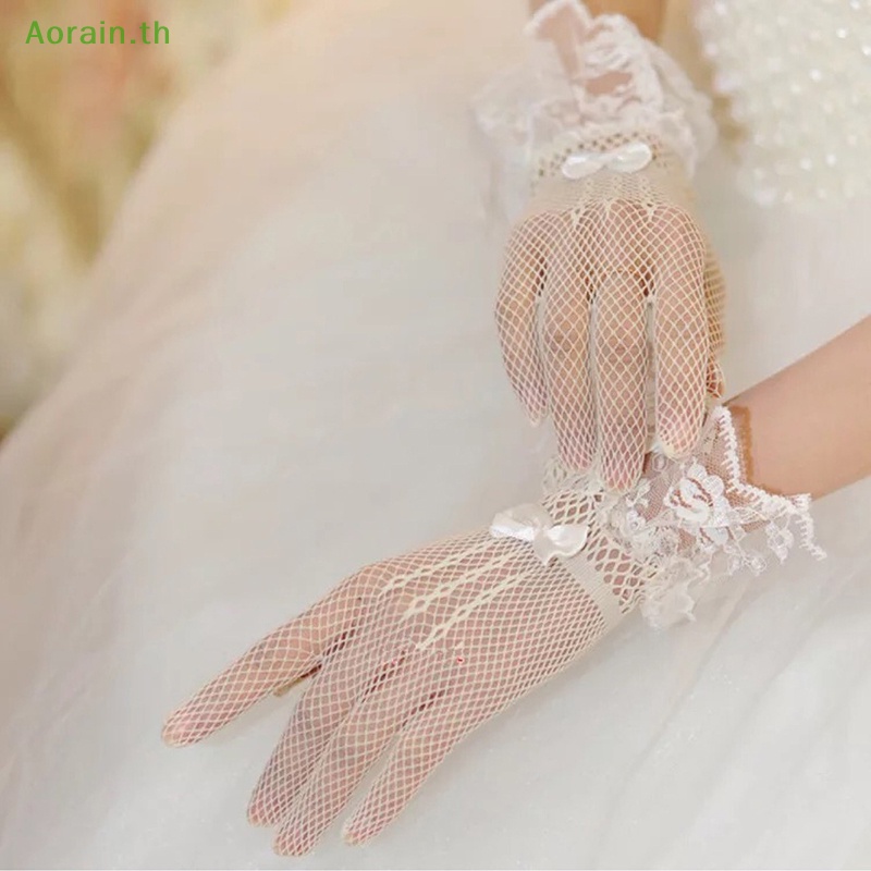 # แฟชั่นใหม่ # ถุงมือเจ้าสาว แบบบางพิเศษ แต่งลูกไม้ ระบายอากาศ สําหรับเจ้าสาว เวที
