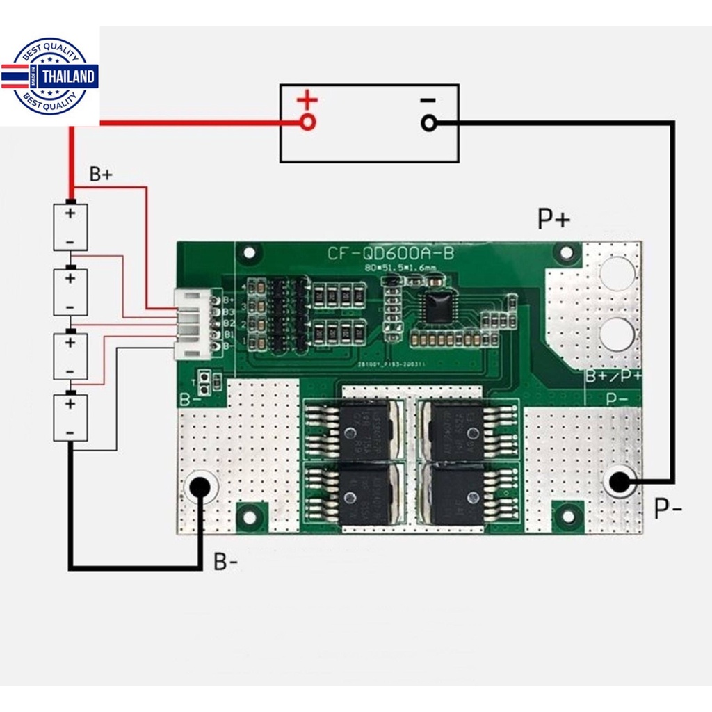 BMS 4S-3.2V LiFePO4- สำหรัสตาร์ทรถยนต์ 2400 CC และมอเตอร์ไซค์ กระแสพีค 600A แใหม่สีม่วงไฟแรง