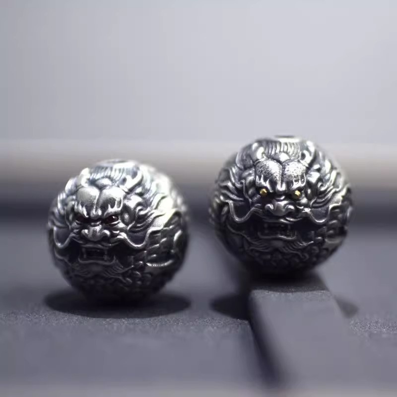 สร้อยข้อมือ ลูกปัดสเปเซอร์ ทรงกลม ลายดราก้อนบอล 108 Wenwan สไตล์เรโทร แฮนด์เมด diy สําหรับผู้ชาย