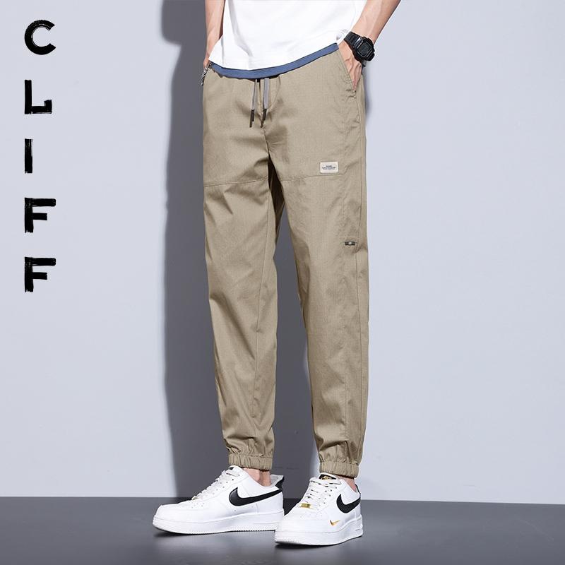 CLIFF กางเกงลำลองผู้ชาย เอวหลวม การออกแบบ drawstring การตกแต่งฉลากที่ไม่ซ้ำกัน สี่สี M-3XL