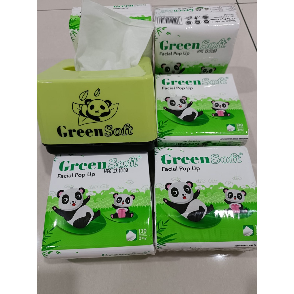 AM [RETAIL 1 ชิ้น] GREENSOFT POPUP TISSUE 130 แผ่น FACIAL TISSUE POP UP 130s GREEN SOFT CULINARY TAB