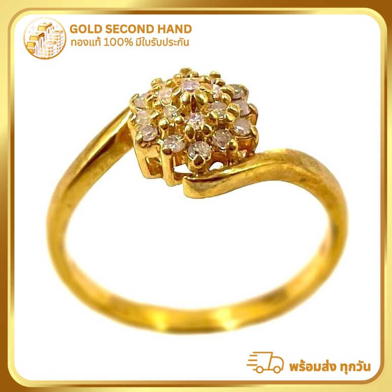 แหวนพลอยทองคำแท้ 90% (หนัก 1.9 กรัม  มีใบรับประกันจากทางร้านทอง) R01/11/2023 .11