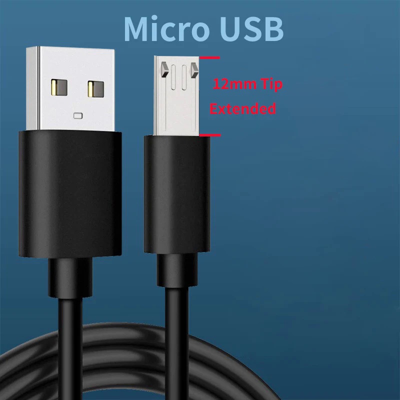 สาย Micro USB ปลายยาวพิเศษ 12 มม. สําหรับ MyPhone Fun 7 LTE /6 Lite, Prime 18x9 3G LTE , Q-Smart III Plus , กระเป๋า 2 โทรศัพท์ที่ทนทาน