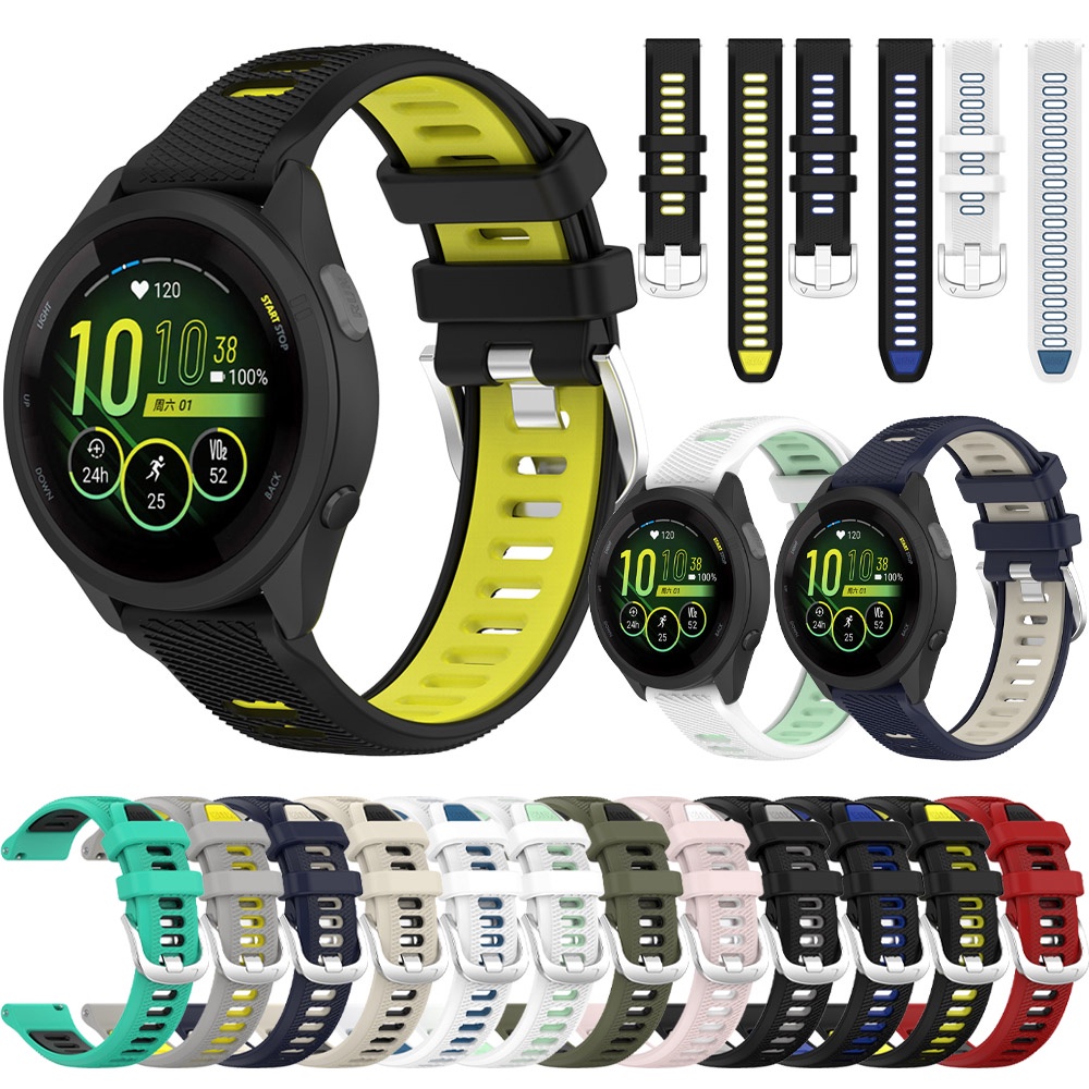 สายนาฬิกาข้อมือซิลิโคน ระบายอากาศ 18 มม. 20 มม. 22 มม. สําหรับ Garmin Vivoactive 4 Venu 2 3 Forerunner 265 265s 255 Music 245 Sport RUN
