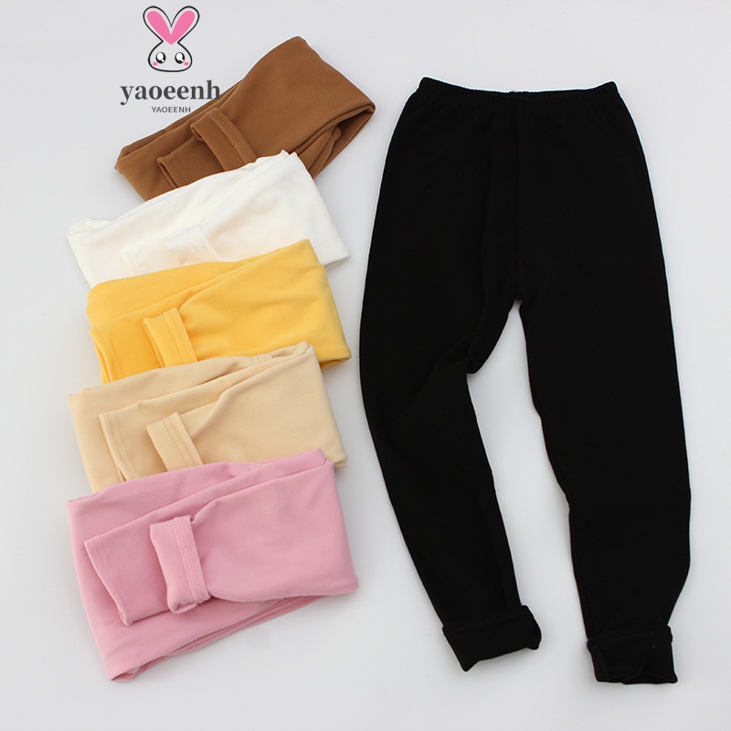 【YAOEENH】กางเกงเลกกิ้งขายาว สีพื้น สองด้าน สําหรับเด็กผู้ชาย ผู้หญิง 100-160 ซม. พร้อมส่ง