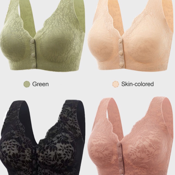 HOT[สบาย/ไม่มีรอยต่อ] Lace Jacquard Front Button Plus Size Bra ราคา ถูกที่สุด ดีลบีเคเค แกลเลอรีภาพที่ 8