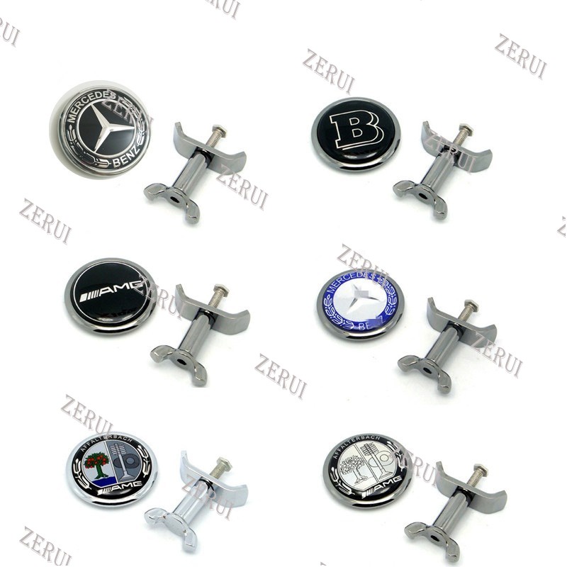 Zr สําหรับ 45 มม.โลหะด้านหน้า Hood โลโก้สําหรับ Mercedes Benz AMG BRABUS belt สัญลักษณ์แนวตั้งเปลี่ยนเป็นป้ายแนวนอนรถหัวป้าย
