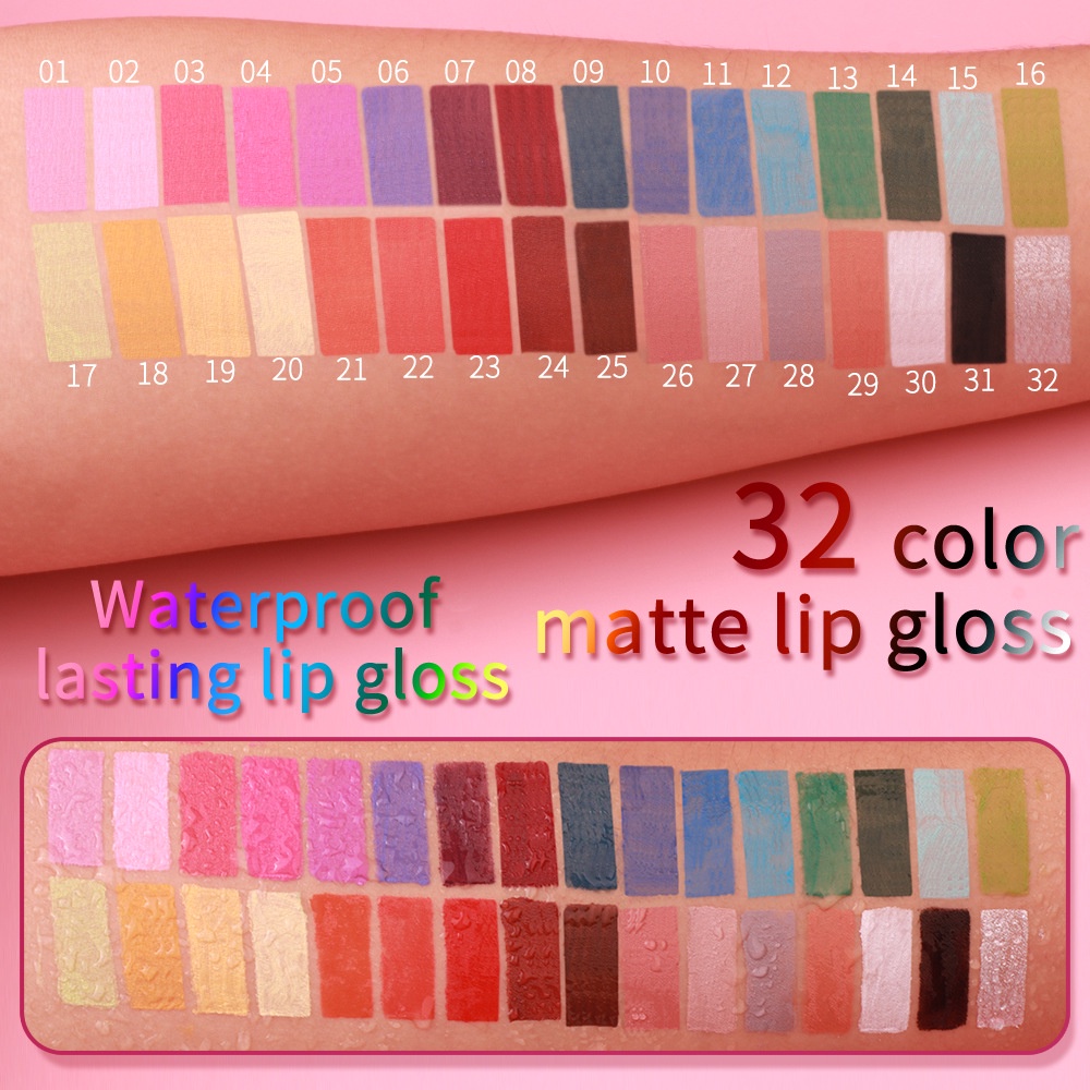 Dunuf ลิปสติก ลิปกลอส เนื้อแมตต์ 32 สี ให้ความชุ่มชื้น ติดทนนาน ไม่ติดแก้ว สีม่วง สีฟ้า สีดํา