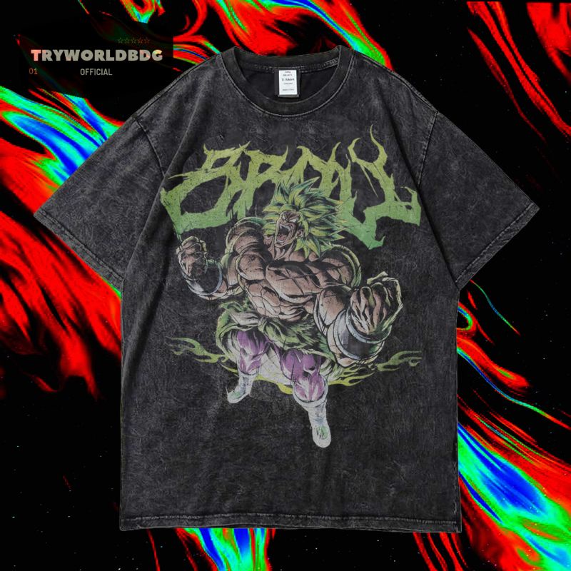 เสื้อยืดแขนสั้นเสื้อยืด พิมพ์ลาย Tryworldbdg OFFICIAL "BROLY" | เสื้อเชิ้ต ซักได้ | หินล้างทําความสะ