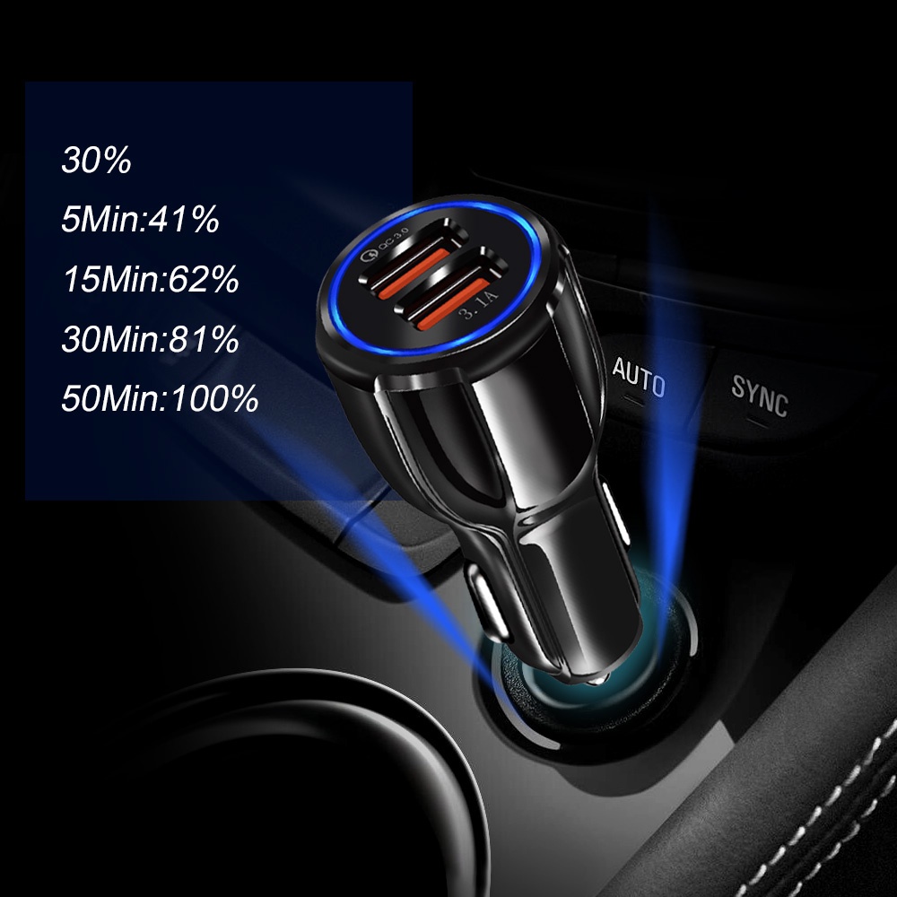 4.8a Dual USB Car Charger Fast Phone Charge Quick Charge QC 3.0 อะแดปเตอร์ชาร์จในรถ